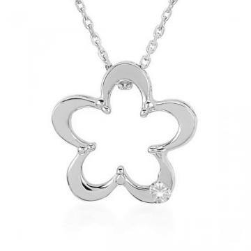 Colier din aur alb de 14K cu diamant de 0.02 carate