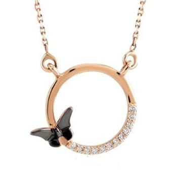 Colier din aur roz de 14K cu diamante de 0.03 carate