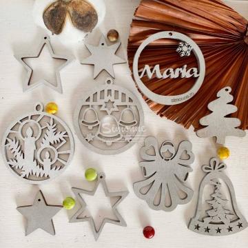 Set 9 decoratiuni Craciun si glob personalizat, silver