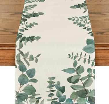 Fata de masa decorativa, cu frunze eucalipt 40x100 cm de la Molifag Srl