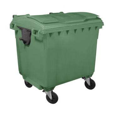 Container HDPE CLF 1100L cu capac plat verde