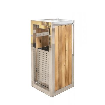 Cos scrumiera cu design modern, din inox si lemn Kuokio C de la Sanito Distribution Srl