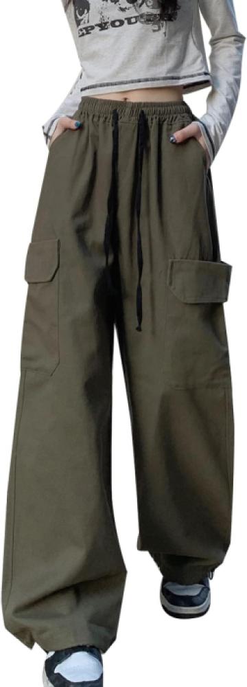 Pantaloni largi, respirabili, pentru uz zilnic, verde inchis
